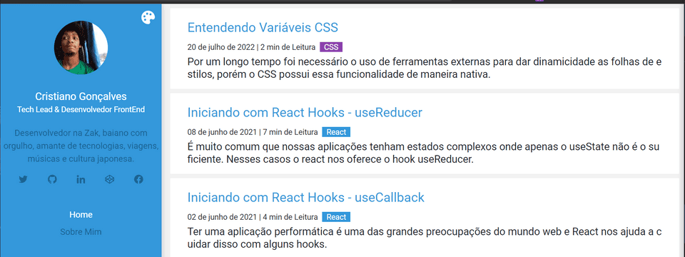 Print do blog atual na cor azul Print do blog atual na cor azul