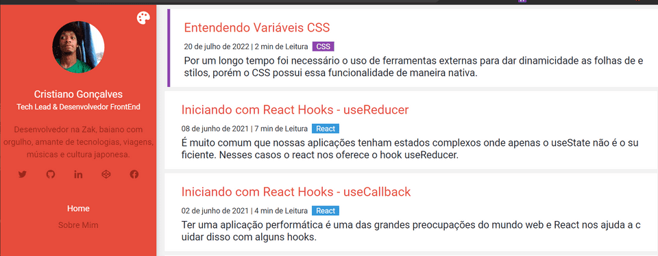Print do blog atual na cor vermelha Print do blog atual na cor vermelha